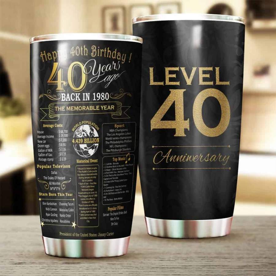 [Stainless Steel Tumbler 20 Oz] ANI40 Anniversary 40 Years Stainless Steel Tumbler, 40 Years Stainless Steel Mug Father Day gifts, Mother Day gift