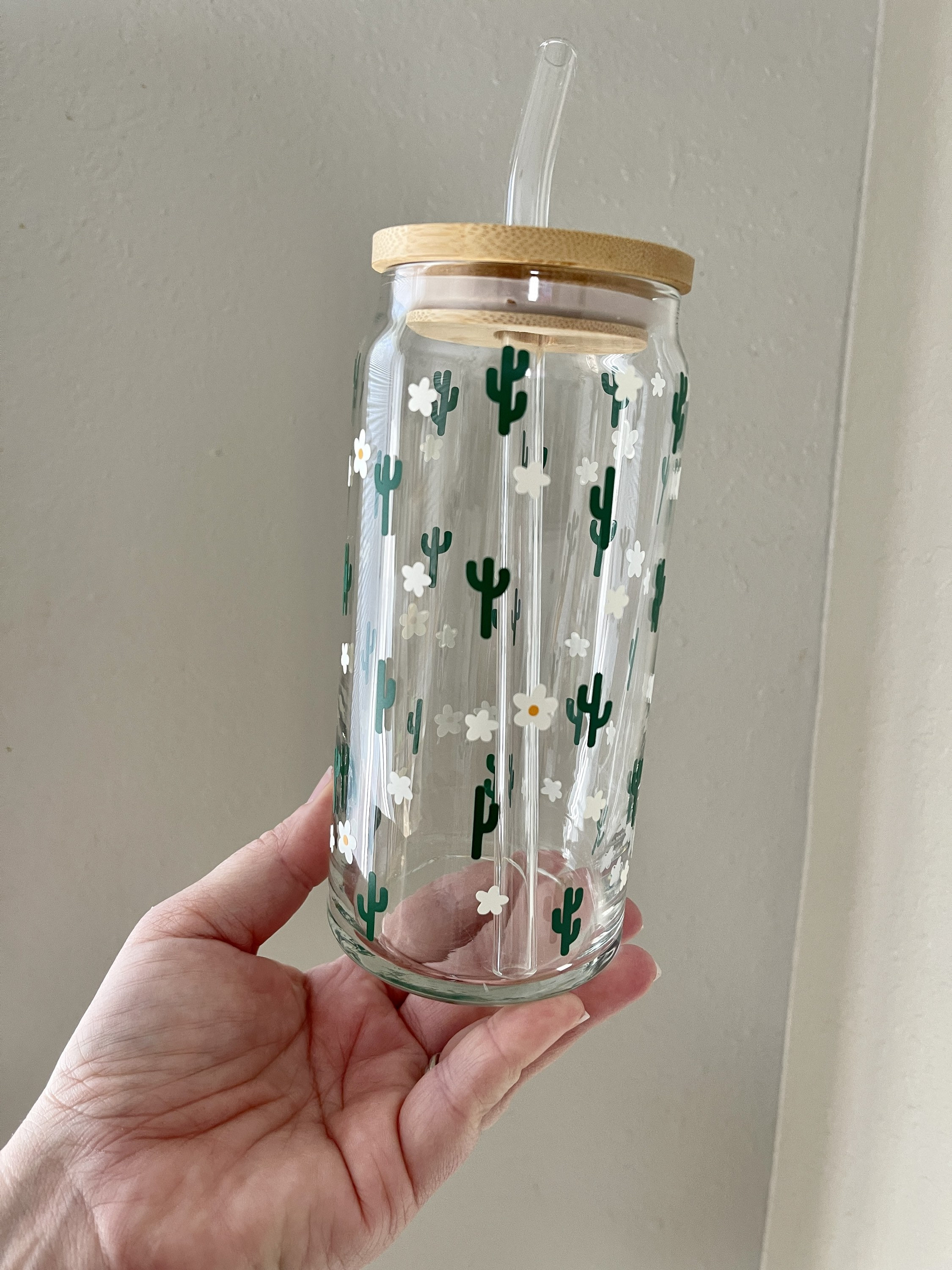 Mini Cactus Beer Can Glass | coffee glass | Best Friend gifts  iced coffee glass | plant mom gifts | plant mom beer can glass