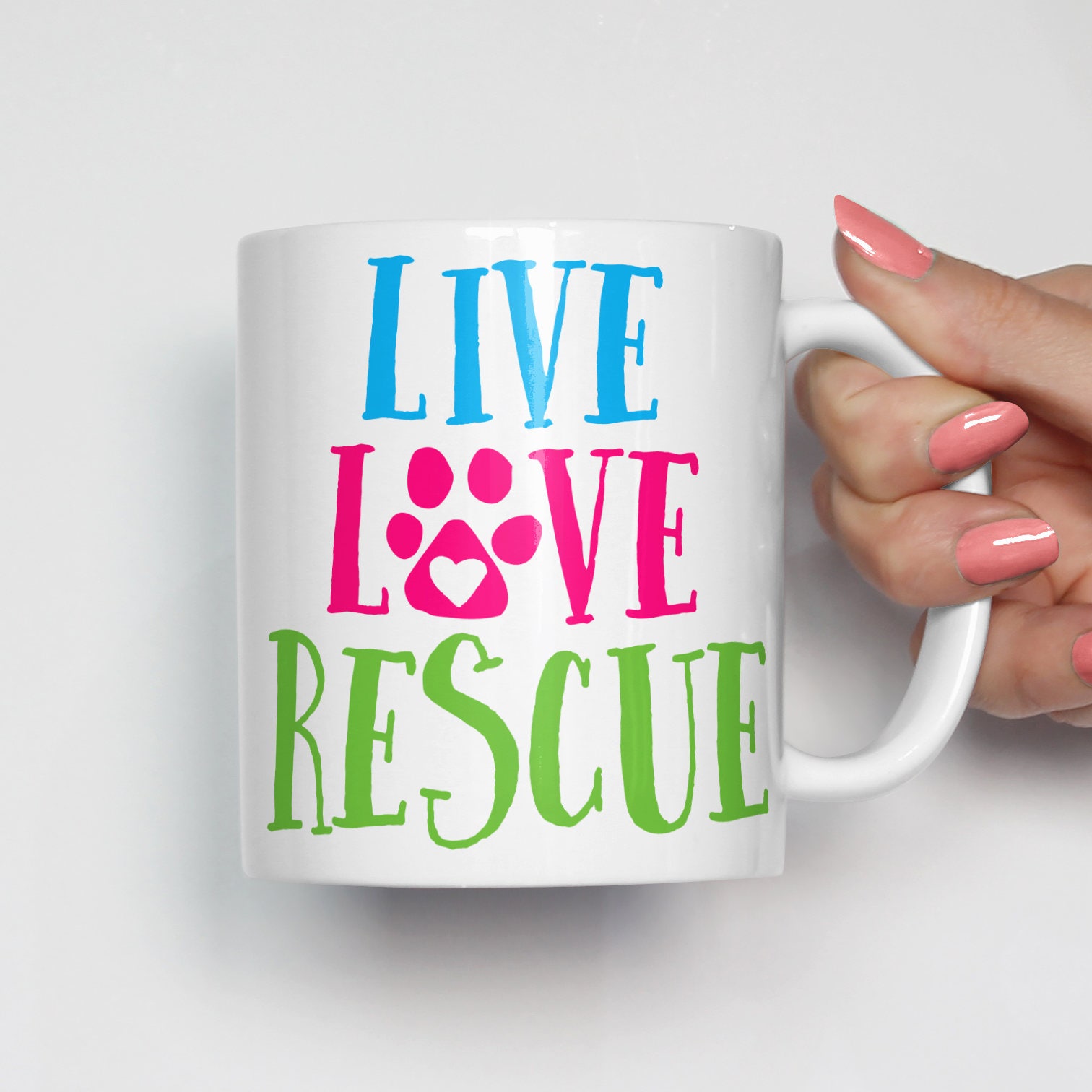 Pet Adoption Mug, Live Love Rescue, Pet Mug, Adopt Don’t Shop Mug, Pet Gift, Animal Mug, Paw Print Mug, I Love My Pet Mug, Coffee Mug 0159