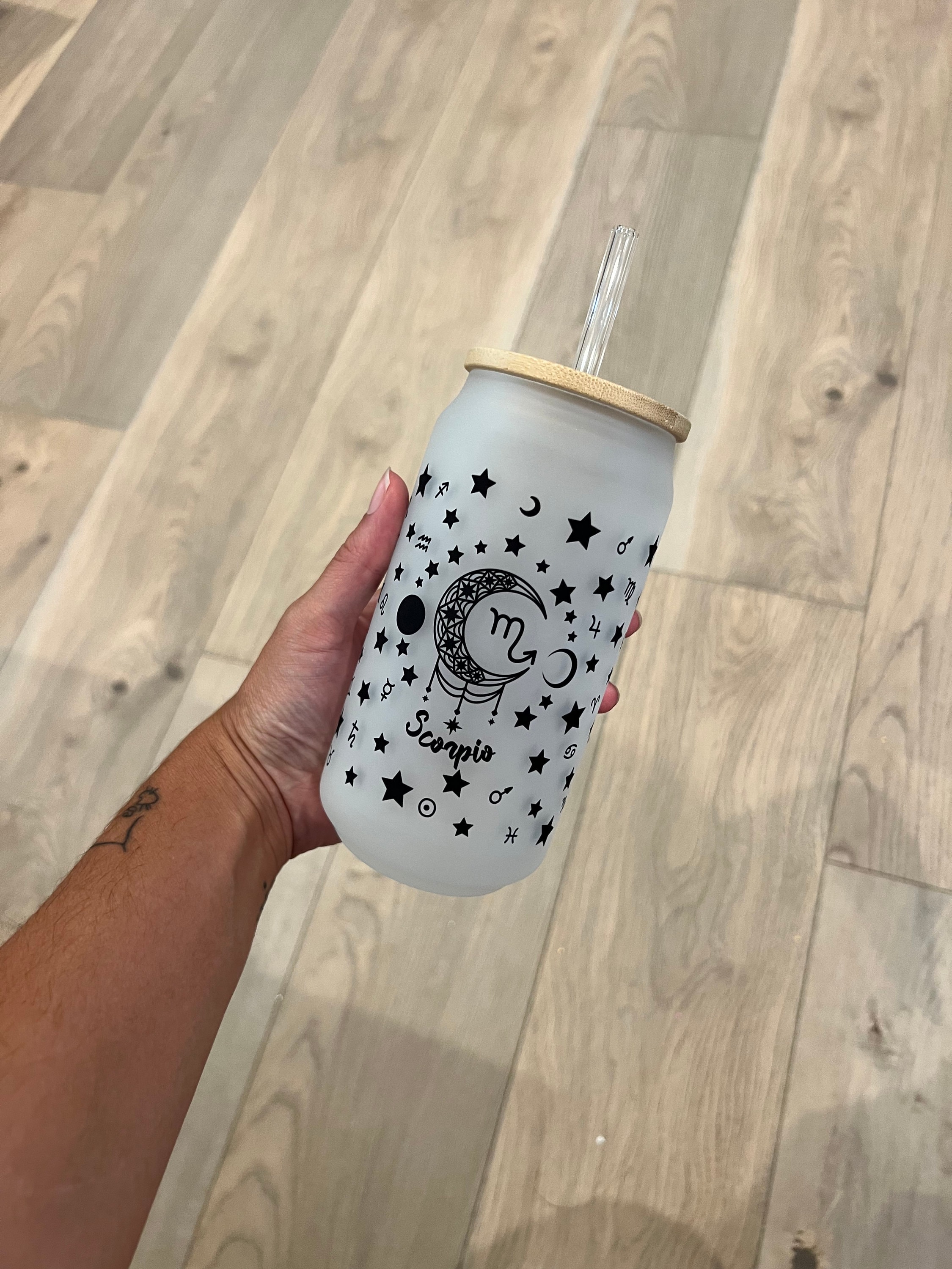 Zodiac Astrology Glass Tumbler | Astrology Cup Coffee Cup | Zodiac Iced Coffee Tumbler | Frosted Beer Can | Astrology Gifts | Best Seller
