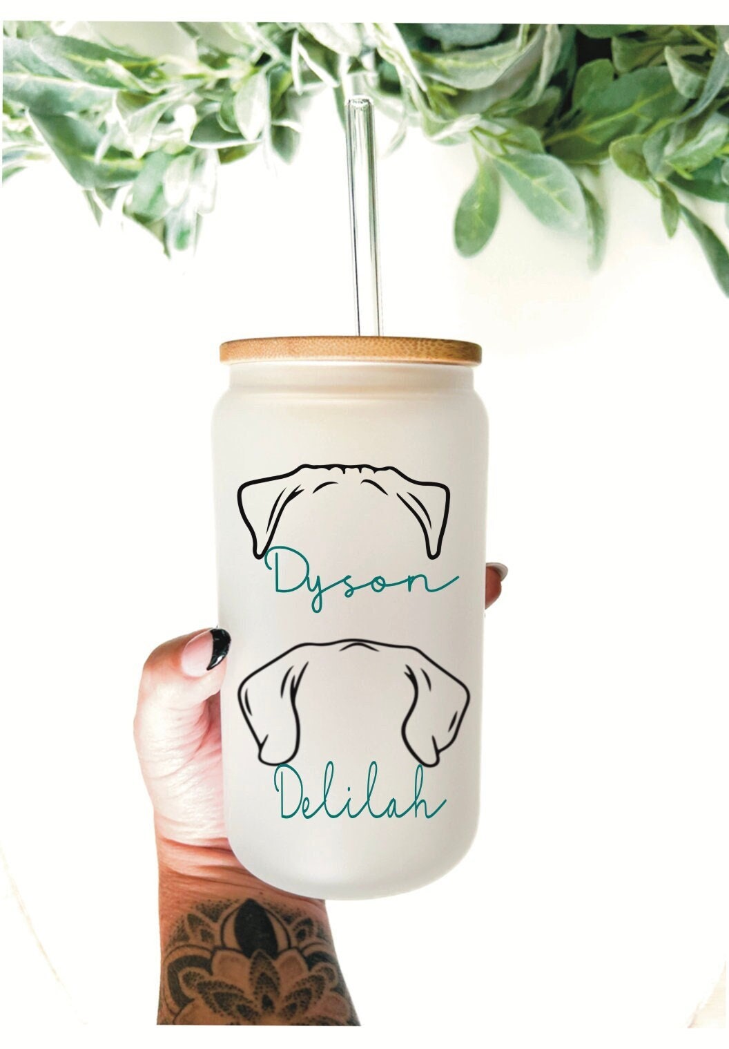 Dog Ear & Name cup/ Dog lover cup/ Dog lover gift/ Dog breed cup/ Dog lover tumbler