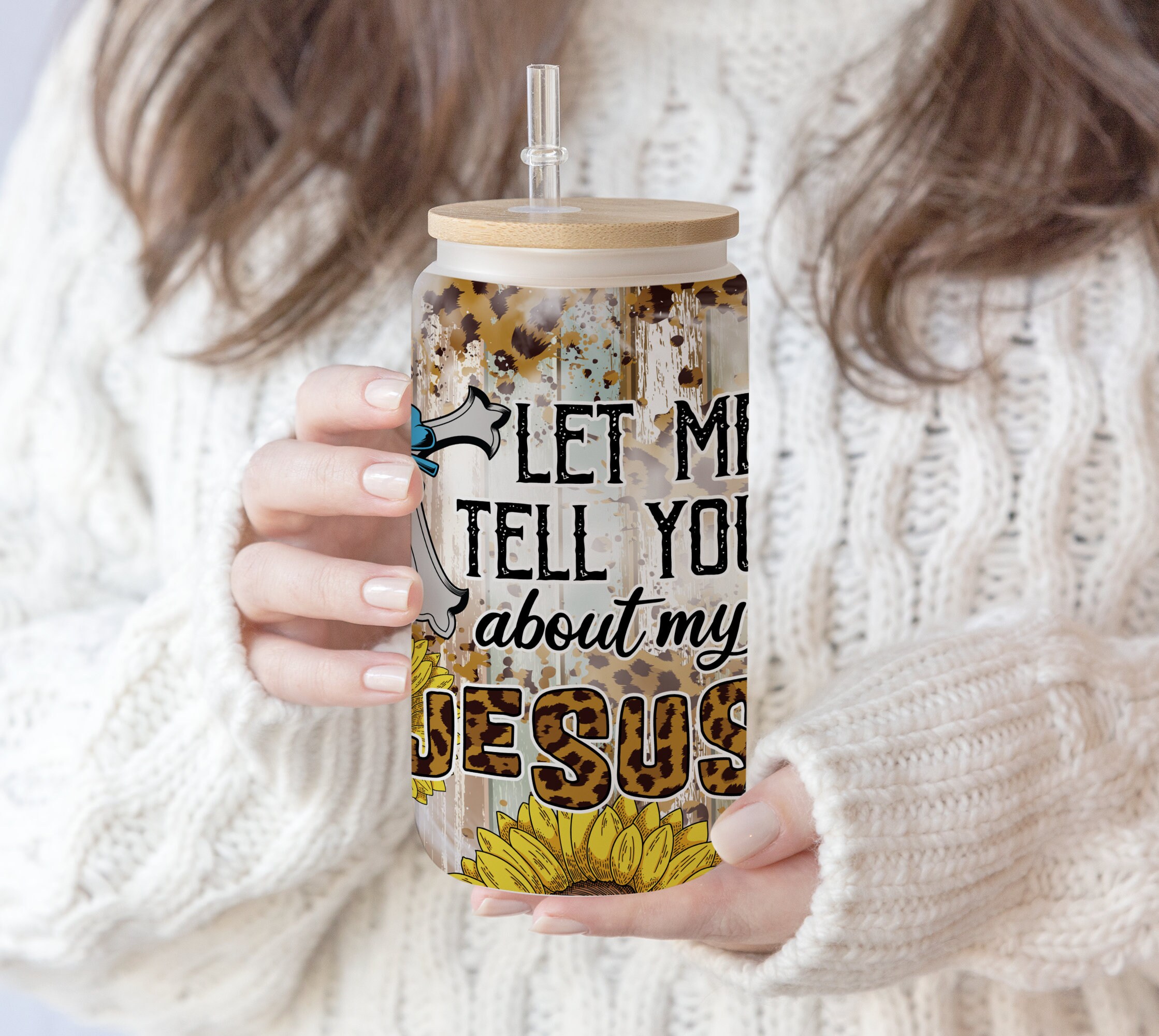 16 oz Skinny Tumbler Sublimation Frosted Beer can glass Let Me Tell You About My Jesus Christian Bible Verse Tumbler, Rustic Cross png