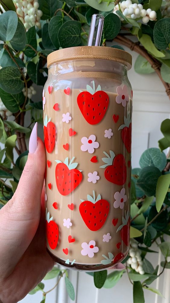 Strawberry Hearts Glass Tumbler