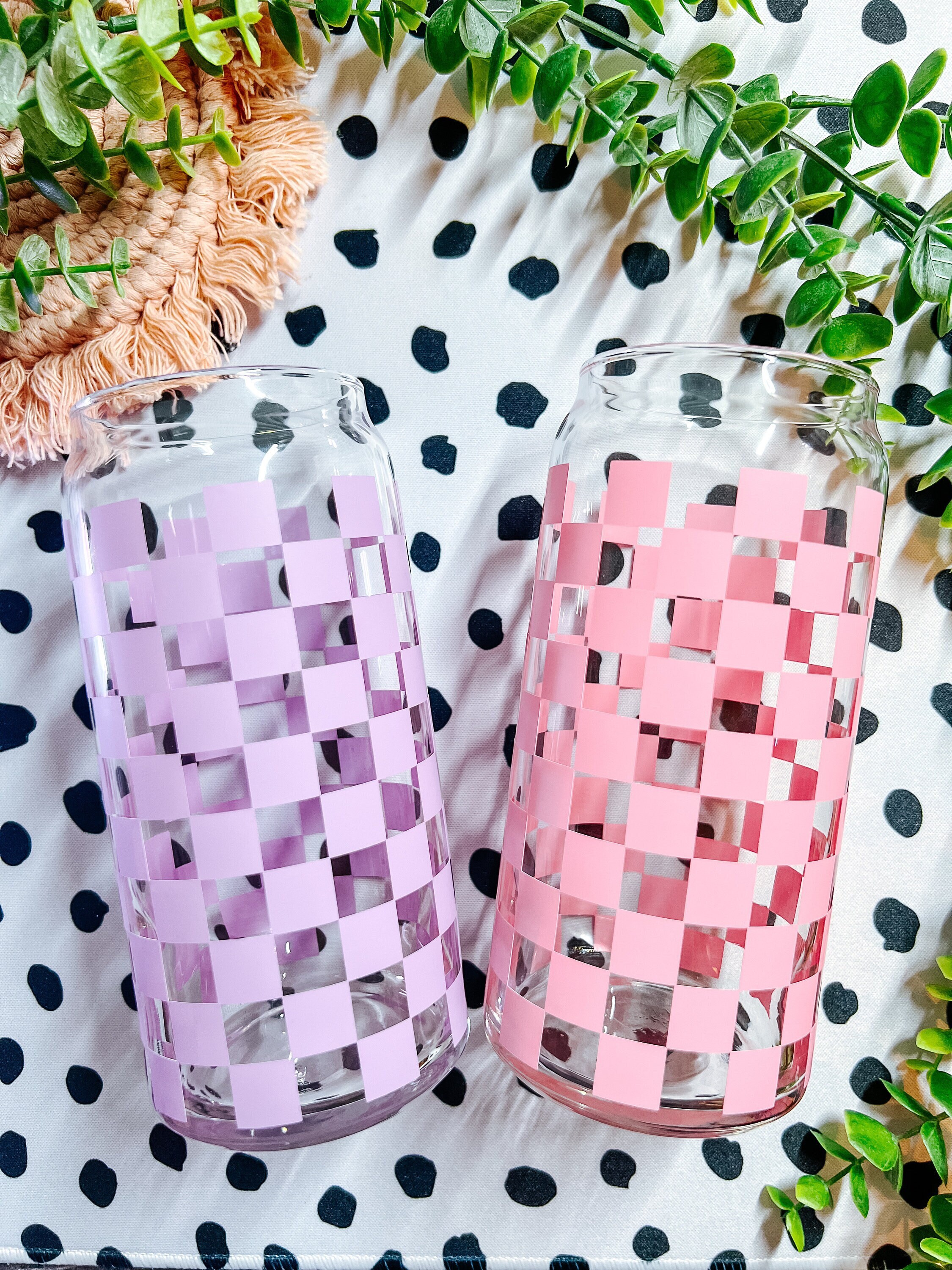 20oz Checkered Beer Can Glass