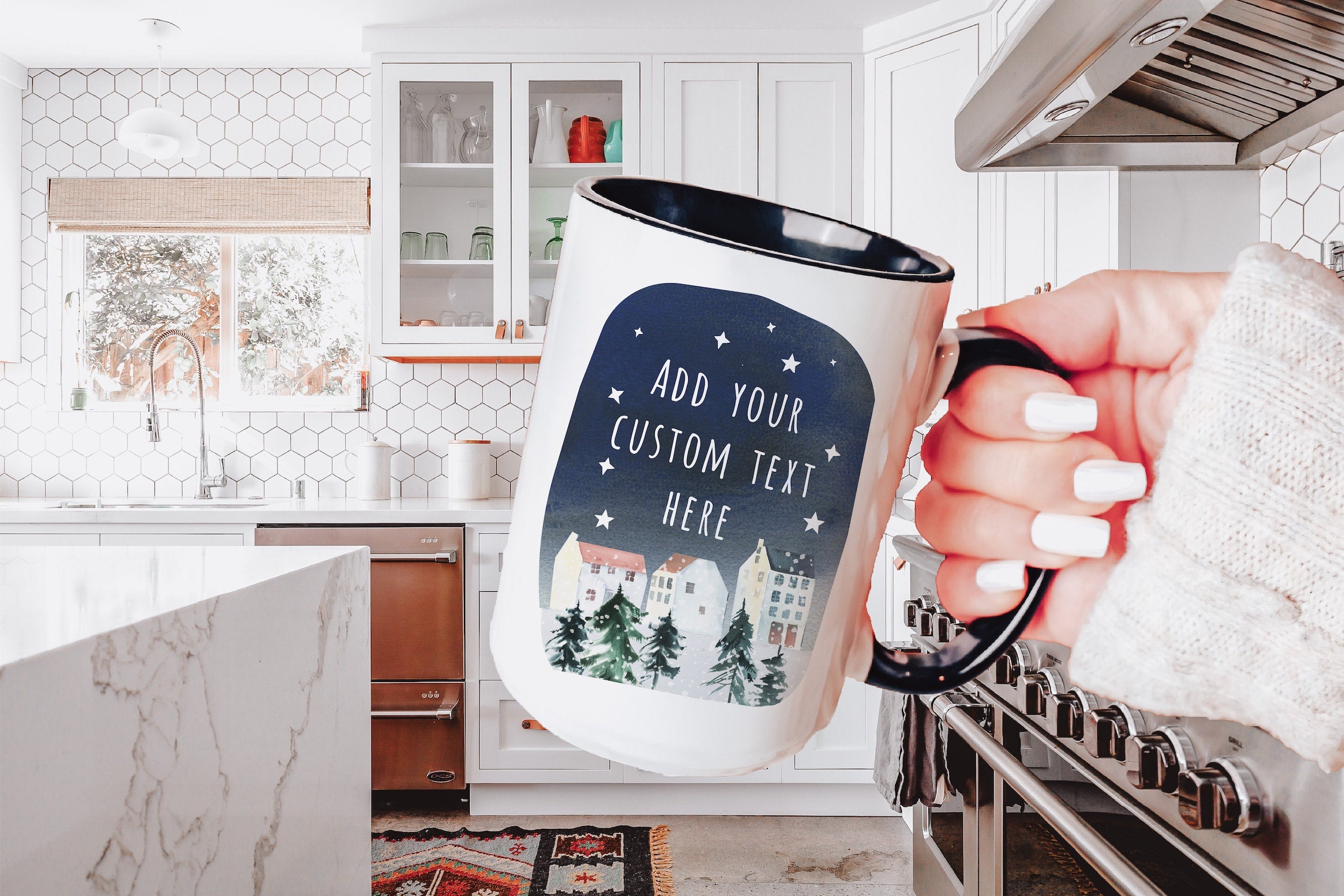 Custom name Christmas gifts for kids, Personalized best friend holiday gift, First christmas customized mug for couples, Hot Chocolate Mug